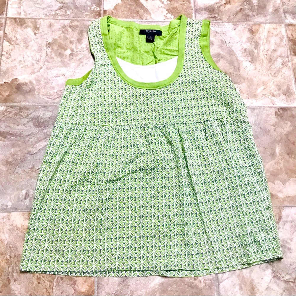 Style & Co. green flower tank top size large - Picture 1 of 4